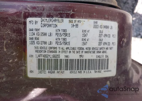 2000 Jeep Cherokee Sport z USA, uszkodzony, nr VIN 1J4FF48S2YL166255